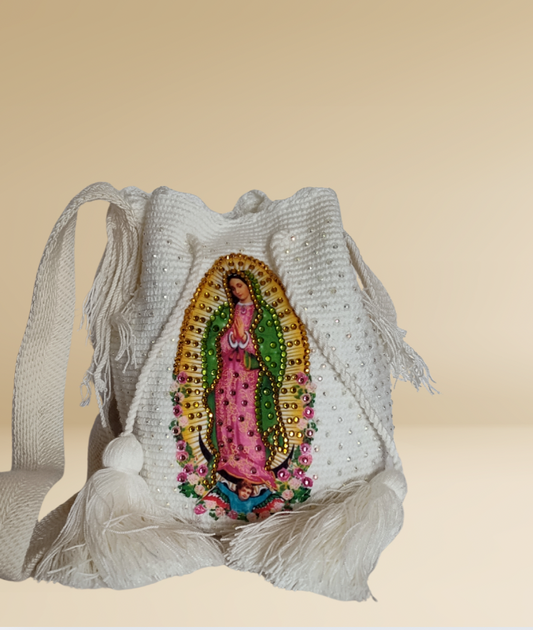 Authentic Wayuu Bag Mochila Handmade Design Virgen Of Guadalupe