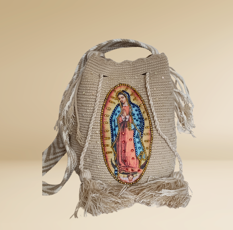 Authentic Wayuu Bag Mochila Handmade Design Virgen Of Guadalupe