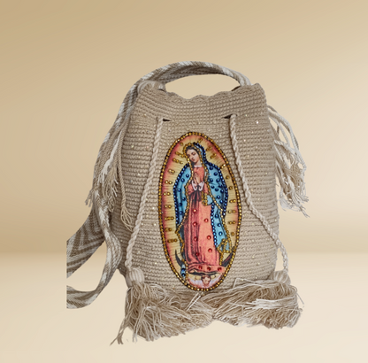 Authentic Wayuu Bag Mochila Handmade Design Virgen Of Guadalupe