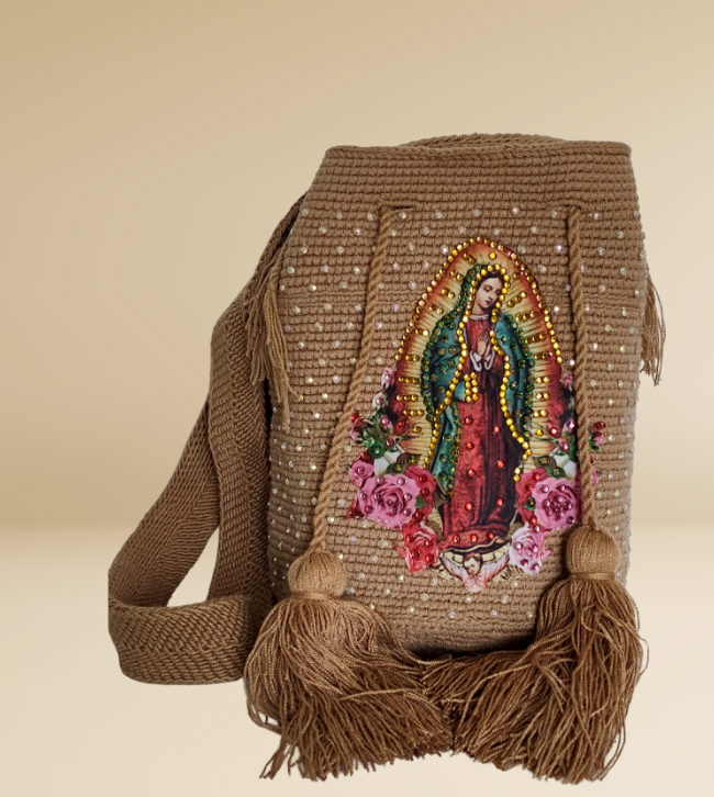 Authentic Wayuu Bag Mochila Handmade Design Virgen Of Guadalupe