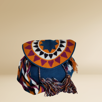 Authentic 100% Wayuu Mochila Bag Large Size Boho Bag whith Lid Unique Design