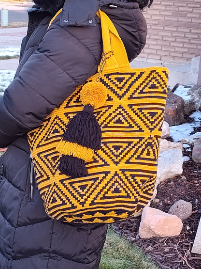 Authentic 100% Wayuu Mochilon Colombian Handmade Ethnic design Large Size